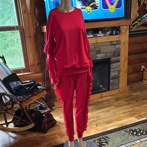 Women's Two‎ Piece Outfits Ruffle Sleeve Sweatshirt and Long Pants Tracks…